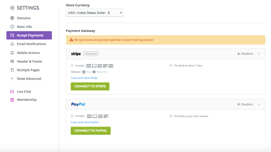 payment gateways in the Strikingly editor payment gateways in the Strikingly editor